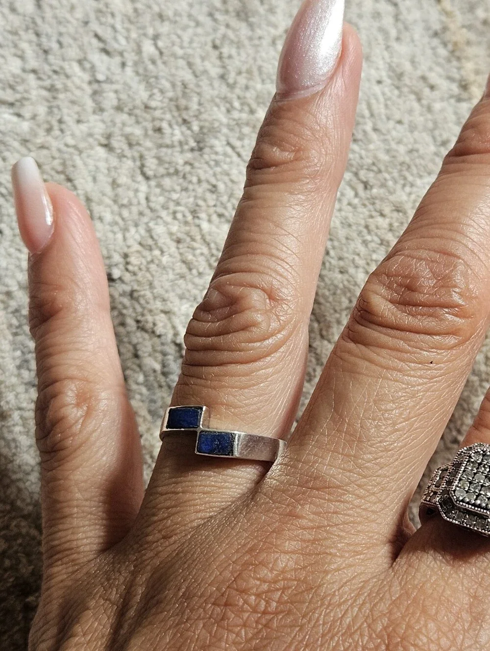 Vintage Sterling Silver Lapis Lazuli Gem Stone Sterling Silver Ring Size 6